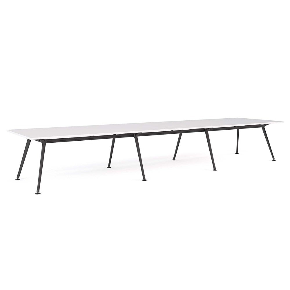 Euro Boardroom Table 4800 x 1200-Meeting Room Furniture-Snowdrift-Black Leg-North Island Delivery-Commercial Traders - Office Furniture