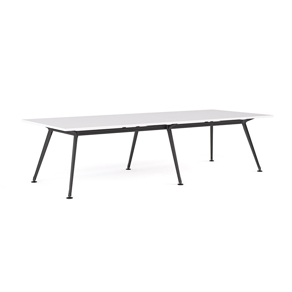 Euro Boardroom Table 3000 x 1200-Meeting Room Furniture-Snowdrift-Black Leg-North Island Delivery-Commercial Traders - Office Furniture