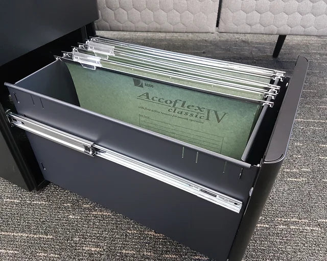 Agile 2 + File Draw Slim Mobile Pedestal-Storage-Black Texture-Commercial Traders - Office Furniture
