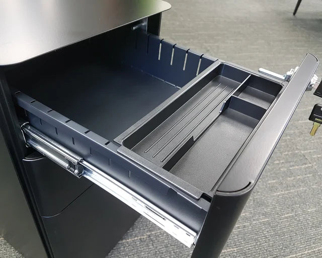 Agile 2 + File Draw Slim Mobile Pedestal-Storage-Black Texture-Commercial Traders - Office Furniture