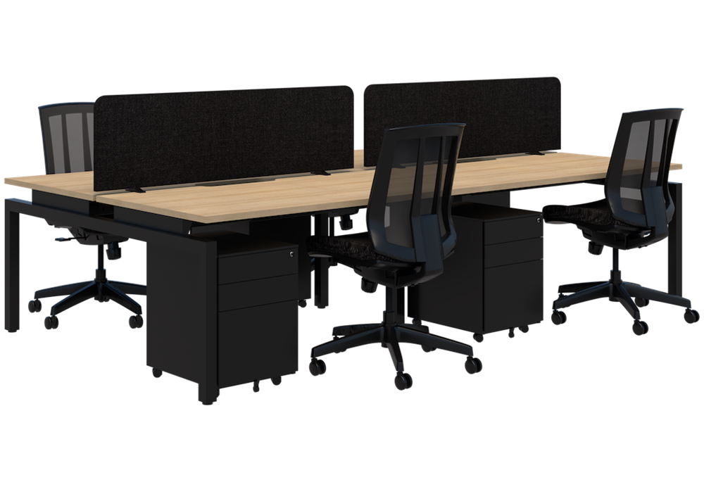Balance 1500 Desk Package - 4 person pod (Back to Back)-Desking-Snow Velvet-Black-800mm-Commercial Traders - Office Furniture