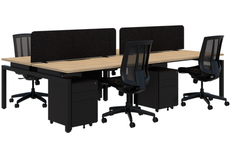 Balance 1500 Desk Package - 4 person pod (Back to Back)-Desking-Snow Velvet-Black-800mm-Commercial Traders - Office Furniture