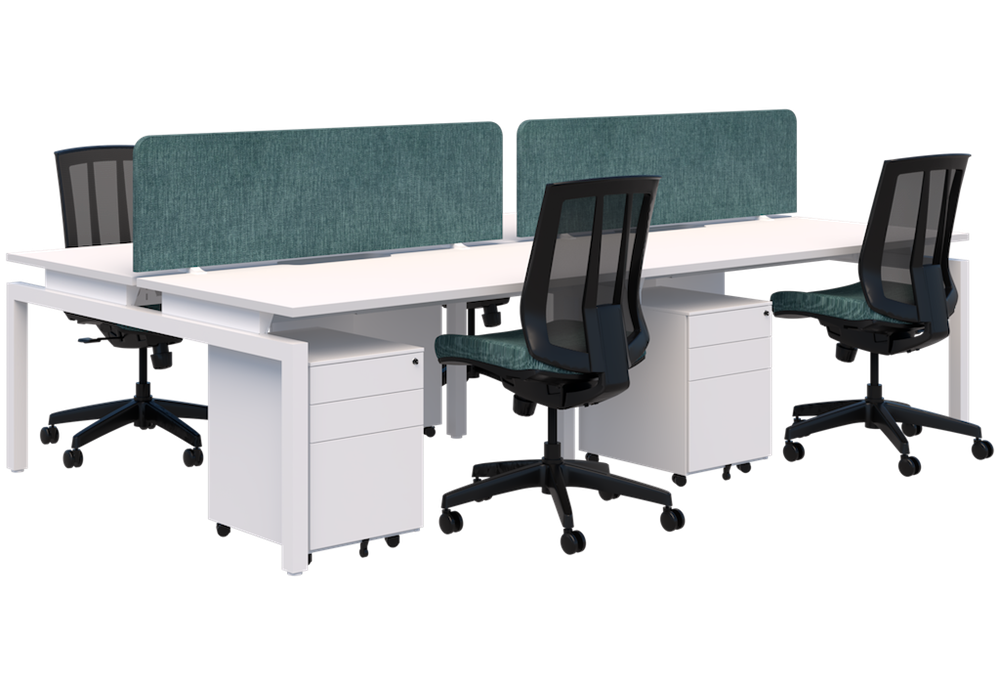 Balance 1500 Desk Package - 4 person pod (Back to Back)-Desking-Snow Velvet-Black-800mm-Commercial Traders - Office Furniture