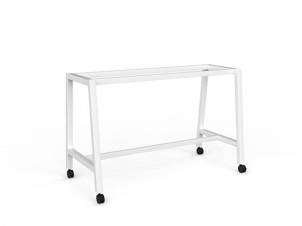 Cubit Bar Leaner with Castors Frame-Barleaners-1800 x 900-White-Commercial Traders - Office Furniture