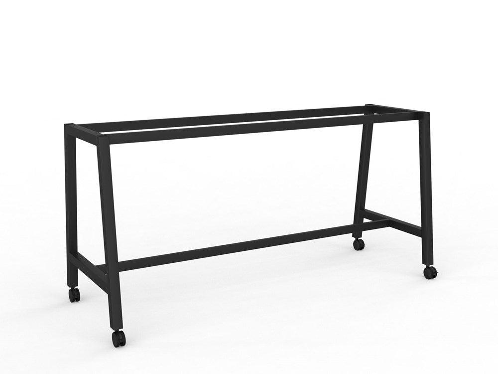 Cubit Bar Leaner with Castors Frame-Barleaners-2200-2400 x 900-Black-Commercial Traders - Office Furniture