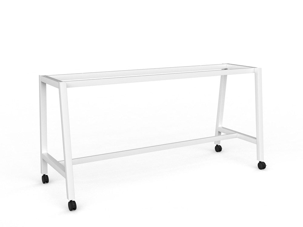 Cubit Bar Leaner with Castors Frame-Barleaners-2200-2400 x 900-White-Commercial Traders - Office Furniture