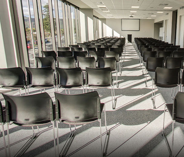 Buro Maxim Visitor Chair-Meeting Room Furniture-Black Seat Back-Assembled - Auckland And Christchurch-Black Frame-Commercial Traders - Office Furniture
