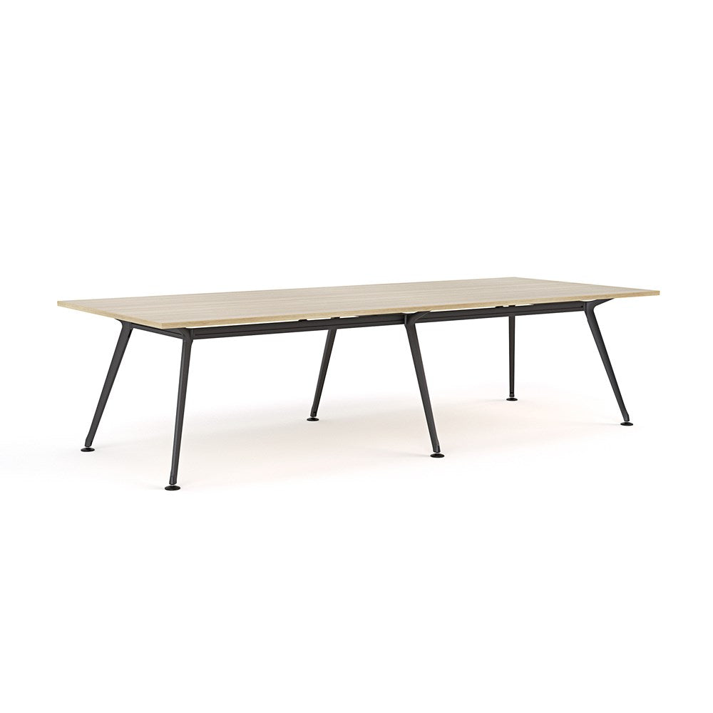 Euro Boardroom Table 3000 x 1200-Meeting Room Furniture-Classic Oak-Black Leg-North Island Delivery-Commercial Traders - Office Furniture