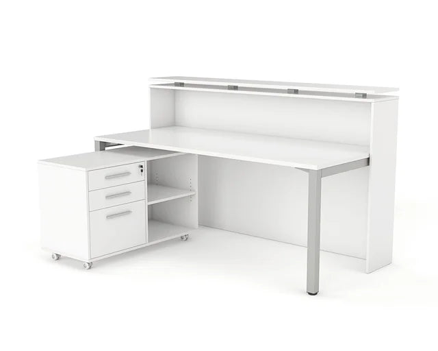 Cubit Reception Counter with Cubit Desk-Reception Furniture-White-White-White-Commercial Traders - Office Furniture