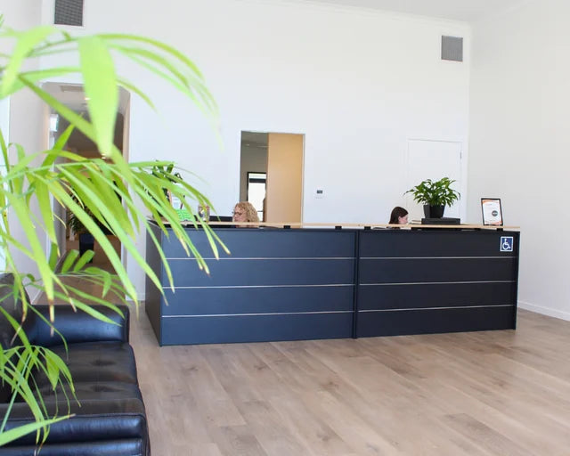 Cubit Reception Counter with Cubit Workstation-Reception Furniture-White-White-Silver-Commercial Traders - Office Furniture