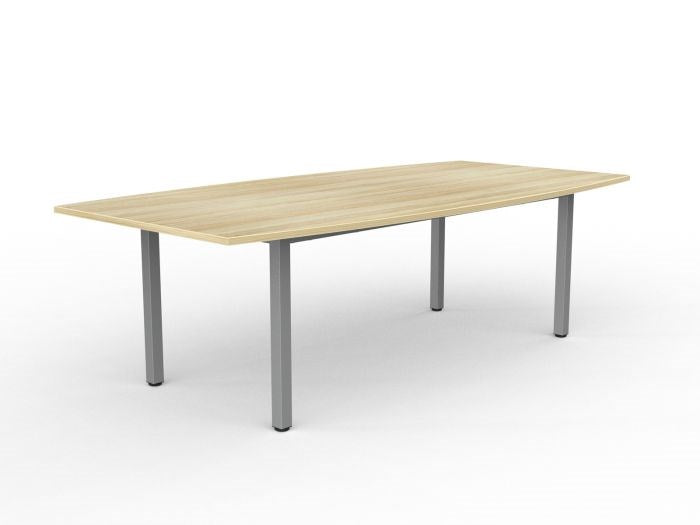 Cubit Boardroom Table and Flex Chair Package-Meeting Room Furniture-Atlantic Oak-Silver Leg-Commercial Traders - Office Furniture