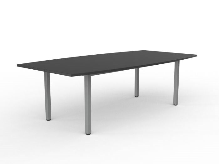 Cubit Boardroom Table and Flex Chair Package-Meeting Room Furniture-Black-Silver Leg-Commercial Traders - Office Furniture