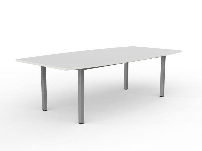 Cubit Boardroom Table and Flex Chair Package-Meeting Room Furniture-White Top-Silver Leg-Commercial Traders - Office Furniture