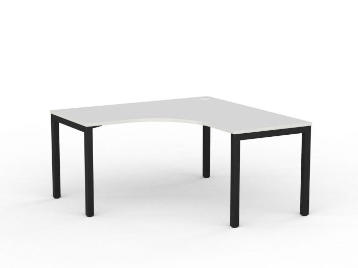 Cubit Corner Desk-Desking-1500 x 1500 x 700-White-Black-Commercial Traders - Office Furniture