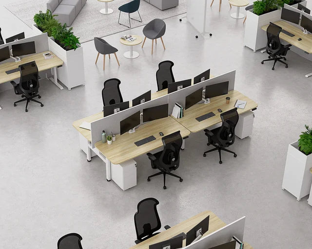 Haven Electric Double Sided Desk - Radius Top-Desks-1200 x 700-White-White-Commercial Traders - Office Furniture