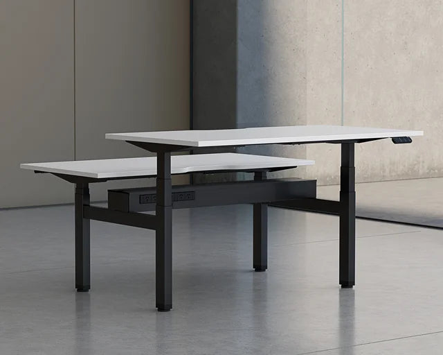 Haven Electric Double Sided Desk - Rectangular Top-Desks-1200 x 700-White-White-Commercial Traders - Office Furniture