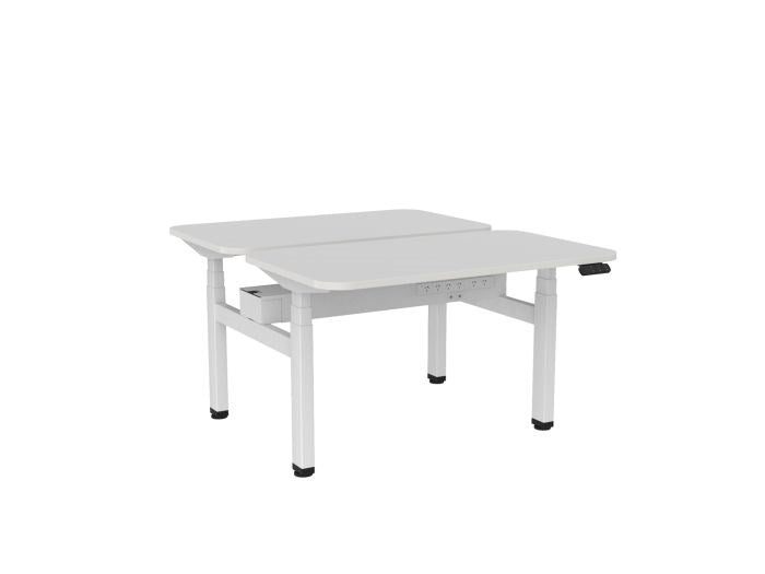 Haven Electric Double Sided Desk - Radius Top-Desks-1200 x 700-White-White-Commercial Traders - Office Furniture