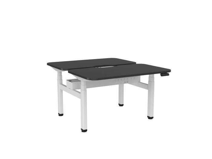 Haven Electric Double Sided Desk - Scallop & Radius Top-Desks-1200 x 700-Black-White-Commercial Traders - Office Furniture