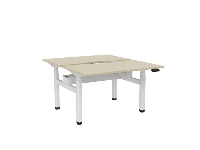 Haven Electric Double Sided Desk - Scallop Top-Desks-1200 x 700-Nordic Maple-White-Commercial Traders - Office Furniture