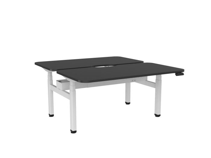 Haven Electric Double Sided Desk - Scallop & Radius Top-Desks-1500 x 800-Black-White-Commercial Traders - Office Furniture