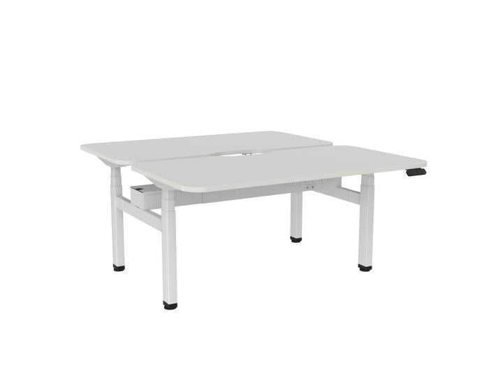Haven Electric Double Sided Desk - Scallop & Radius Top-Desks-1500 x 800-White-White-Commercial Traders - Office Furniture