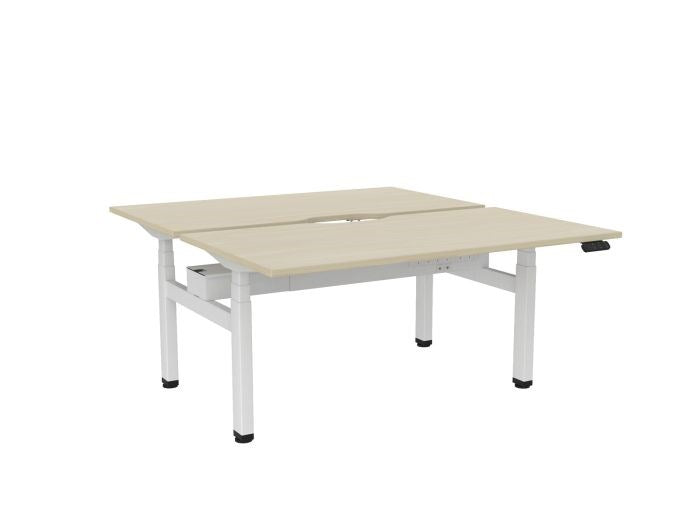 Haven Electric Double Sided Desk - Scallop Top-Desks-1500 x 800-Nordic Maple-White-Commercial Traders - Office Furniture