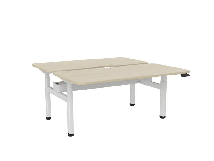 Haven Electric Double Sided Desk - Scallop & Radius Top-Desks-1600 x 800-Nordic Maple-White-Commercial Traders - Office Furniture