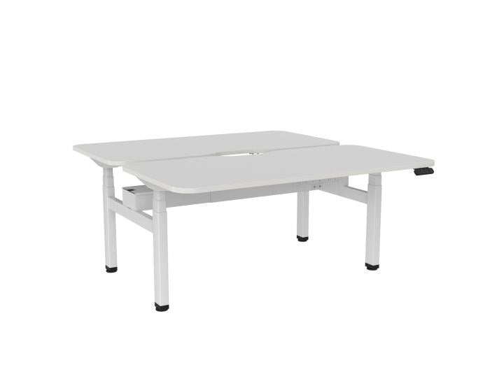 Haven Electric Double Sided Desk - Scallop & Radius Top-Desks-1600 x 800-White-White-Commercial Traders - Office Furniture