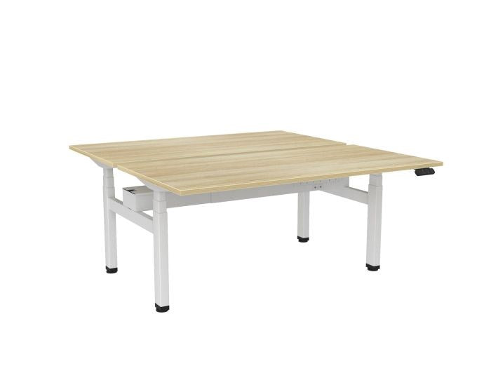 Haven Electric Double Sided Desk - Rectangular Top-Desks-1600 x 800-Atlantic Oak-White-Commercial Traders - Office Furniture