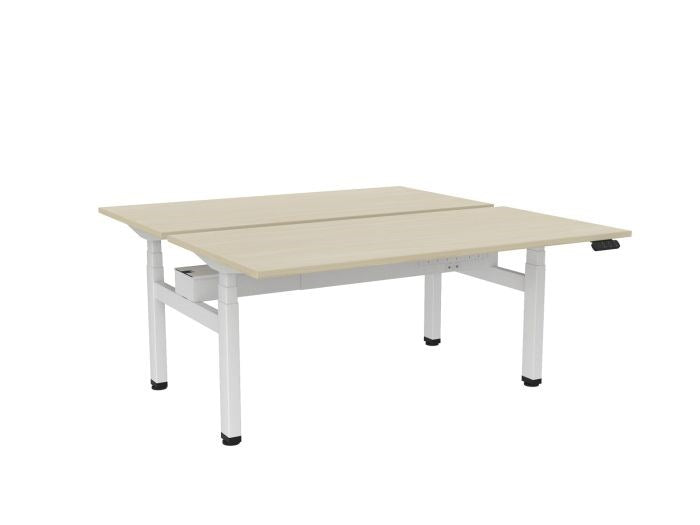 Haven Electric Double Sided Desk - Rectangular Top-Desks-1600 x 800-Nordic Maple-White-Commercial Traders - Office Furniture