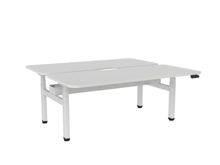 Haven Electric Double Sided Desk - Scallop & Radius Top-Desks-1800 x 800-White-White-Commercial Traders - Office Furniture