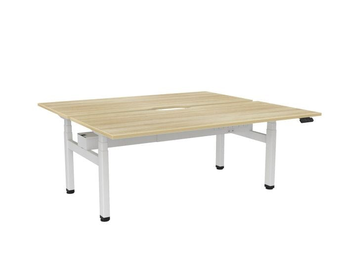 Haven Electric Double Sided Desk - Scallop Top-Desks-1800 x 800-Atlantic Oak-White-Commercial Traders - Office Furniture