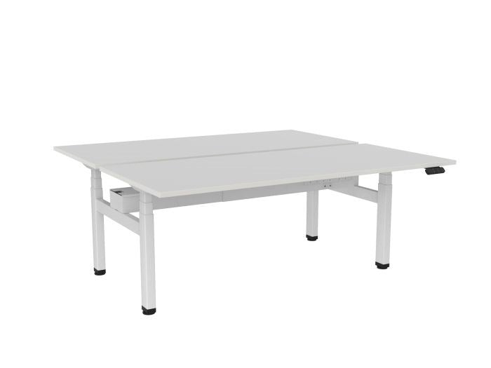 Haven Electric Double Sided Desk - Rectangular Top-Desks-1800 x 800-White-White-Commercial Traders - Office Furniture
