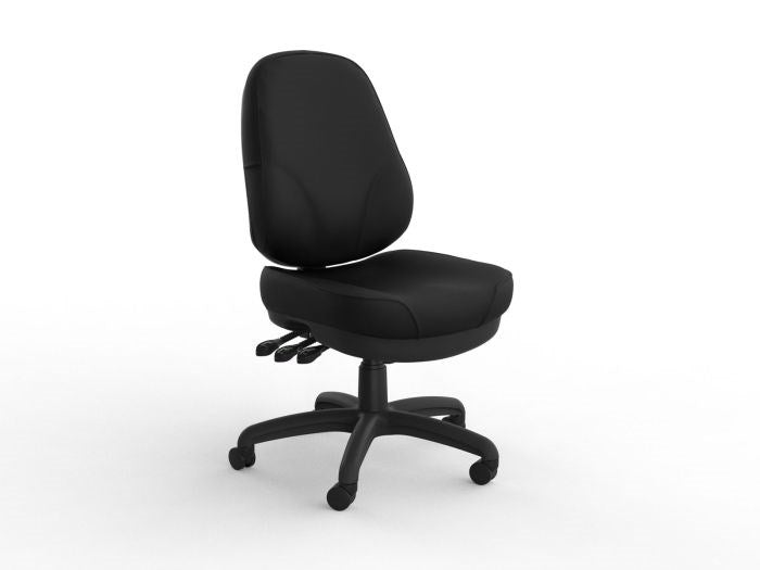 Plymouth Executive Task Chair-Office Chairs-Black PU-No Arms Thanks-Commercial Traders - Office Furniture