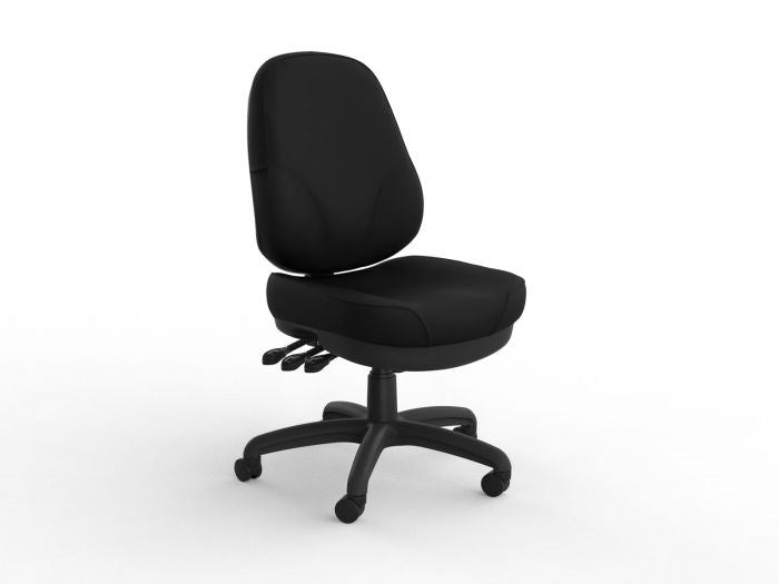 Plymouth Executive Task Chair-Office Chairs-Black Leather-No Arms Thanks-Commercial Traders - Office Furniture