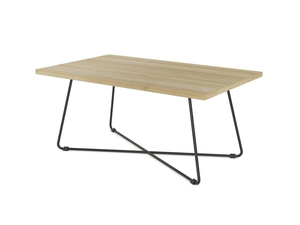 Zion Coffee Table Straight - 1000 x 600 mm-Reception Furniture-Atlantic Oak-Black-Commercial Traders - Office Furniture