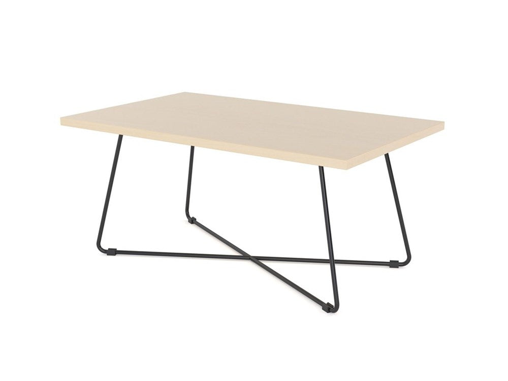 Zion Coffee Table Straight - 1000 x 600 mm-Reception Furniture-Nordic Maple-Black-Commercial Traders - Office Furniture