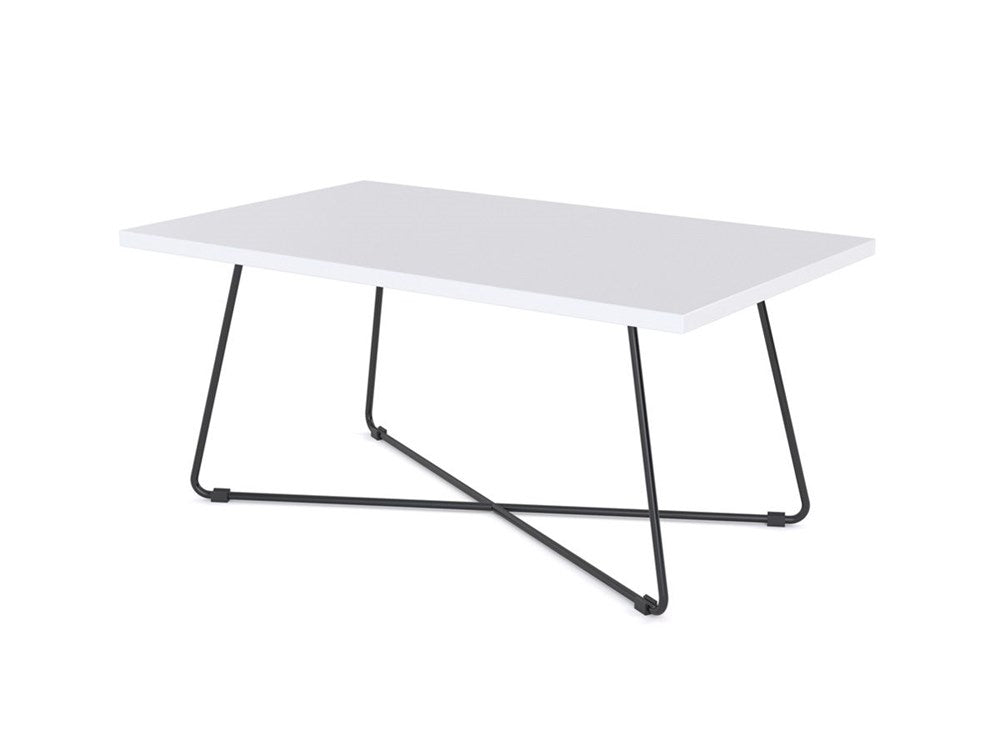 Zion Coffee Table Straight - 1000 x 600 mm-Reception Furniture-White-Black-Commercial Traders - Office Furniture