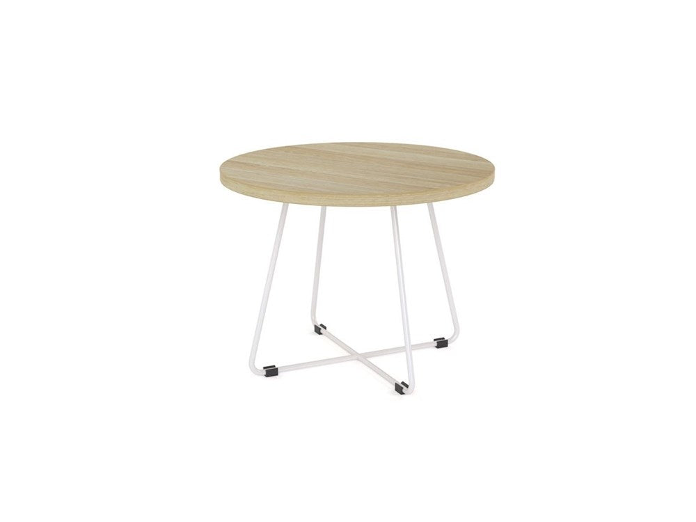 Zion Coffee Table Round-Reception Furniture-600 mm dia-Atlantic Oak-White-Commercial Traders - Office Furniture