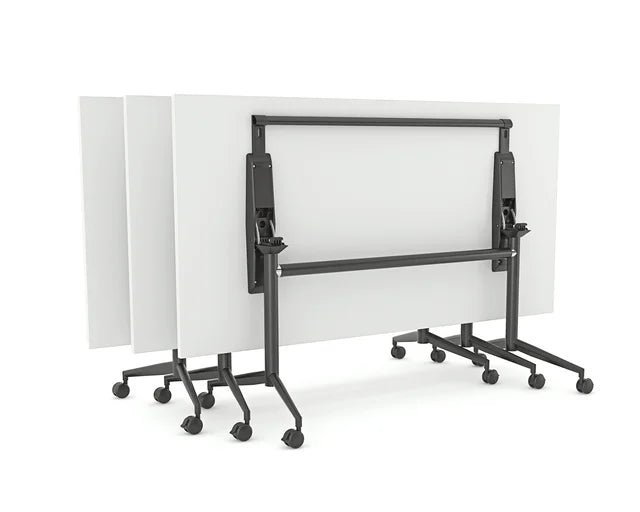 Team Flip Table 1600x800-Meeting Room Furniture-Atlantic Oak-Black-Commercial Traders - Office Furniture