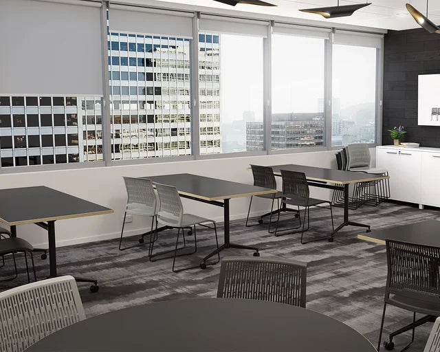 Team Flip Table 1800x900-Meeting Room Furniture-Atlantic Oak-Black-Commercial Traders - Office Furniture