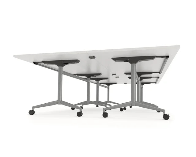 Team Flip Table 1600x800-Meeting Room Furniture-Atlantic Oak-Black-Commercial Traders - Office Furniture