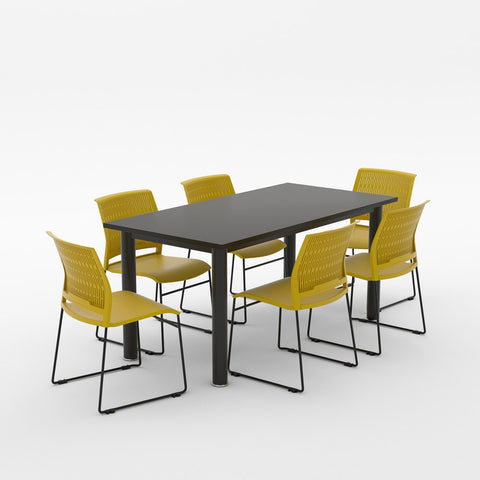 Alti Deluxe 1800 Canteen Table and Magnus Chair Package-Lunchroom Tables-Black Top Black Frame-Yellow-North Island Delivery-Commercial Traders - Office Furniture