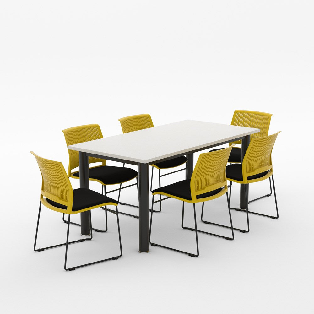 Alti Deluxe 1600 Long Canteen Table and Magnus Chair Package-Lunchroom Tables-Black Top / Black Frame-Blue-North Island Delivery-Commercial Traders - Office Furniture