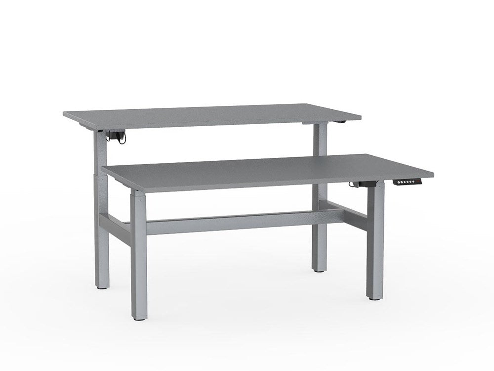 Agile Double Sided 1500 Electric Standing Desk - 2 Column-Desking-Silver-Silver-Commercial Traders - Office Furniture