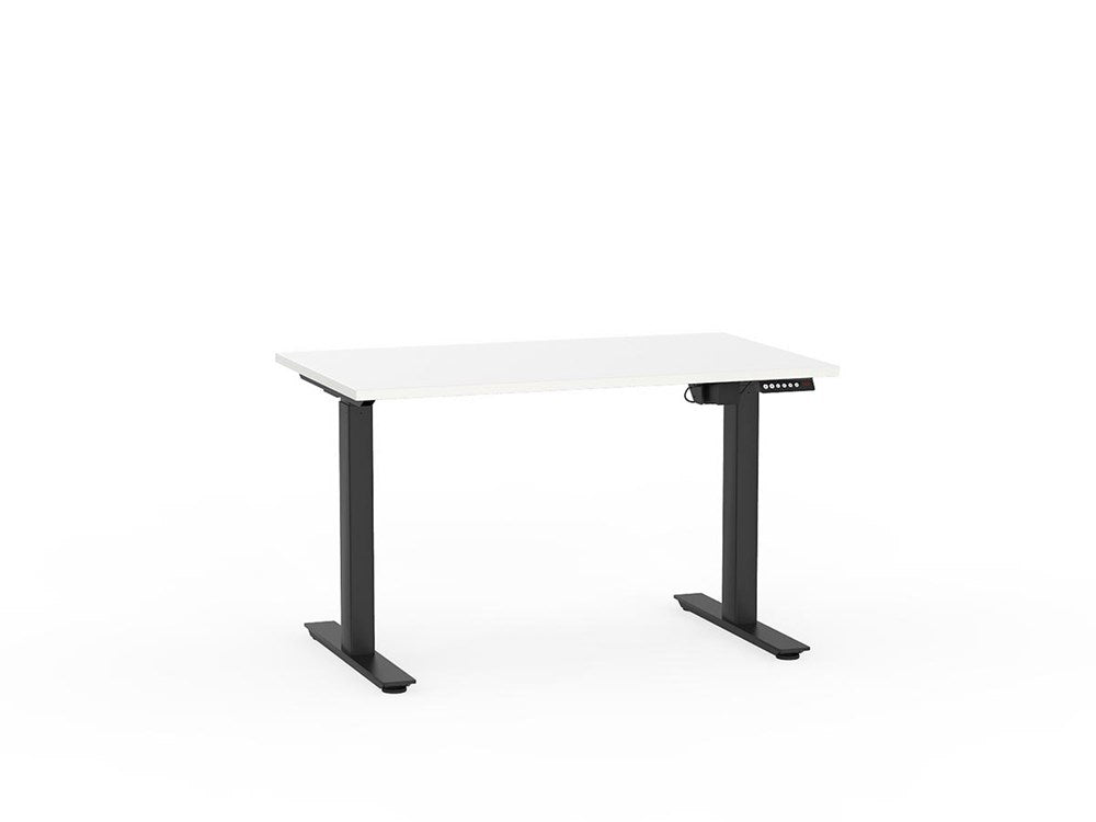 Agile 1200 x 700 Electric Standing Desk (2 Column)-Desking-White-Black-Commercial Traders - Office Furniture