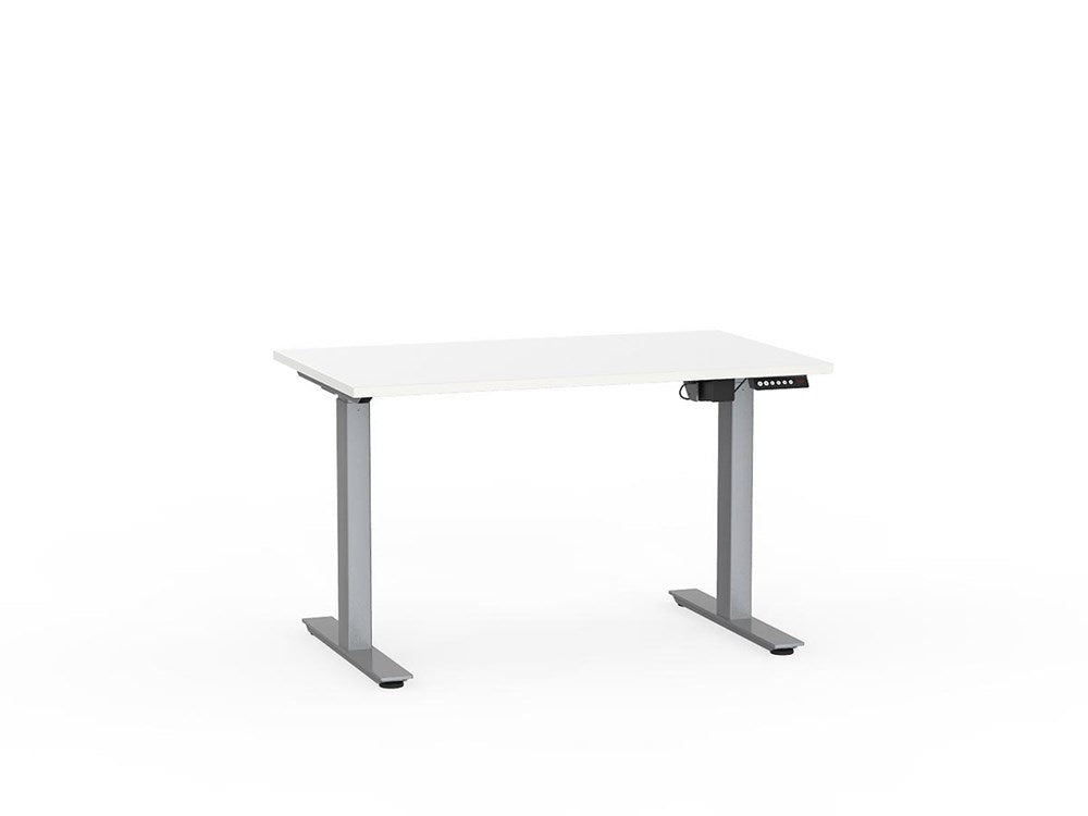 Agile 1200 x 700 Electric Standing Desk (2 Column)-Desking-White-Silver-Commercial Traders - Office Furniture