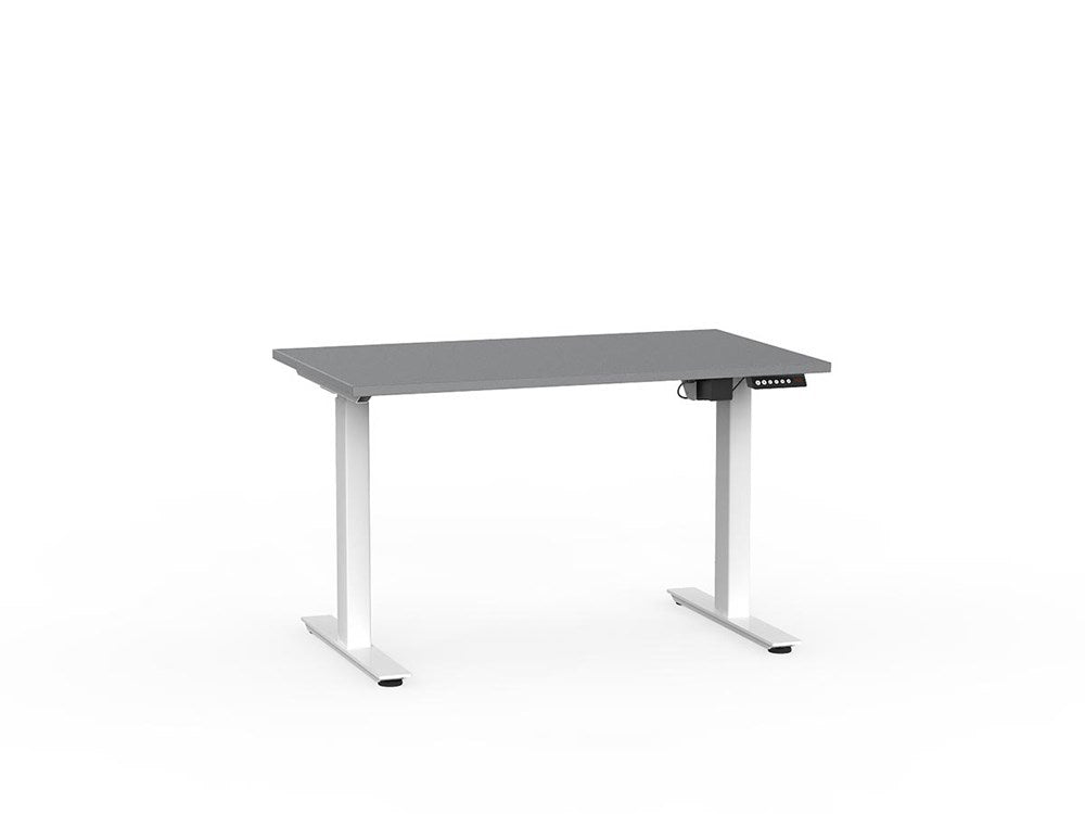 Agile 1200 x 700 Electric Standing Desk (2 Column)-Desking-Silver-White-Commercial Traders - Office Furniture
