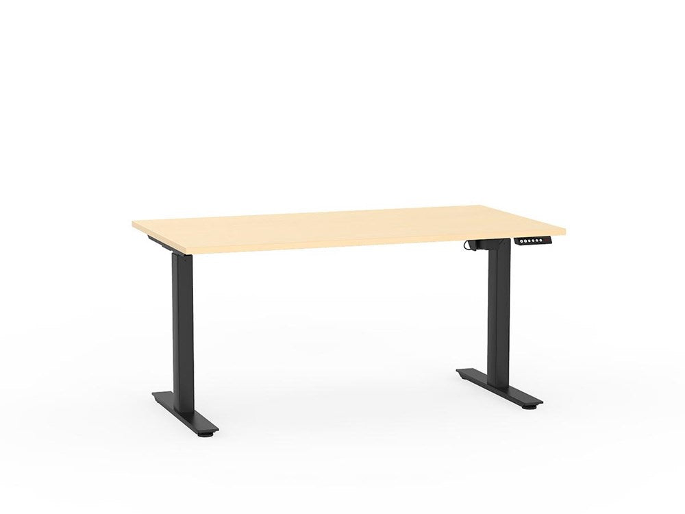 Agile 1500 x 800 Electric Standing Desk (2 Column)-Desking-Nordic Maple-Black-Commercial Traders - Office Furniture