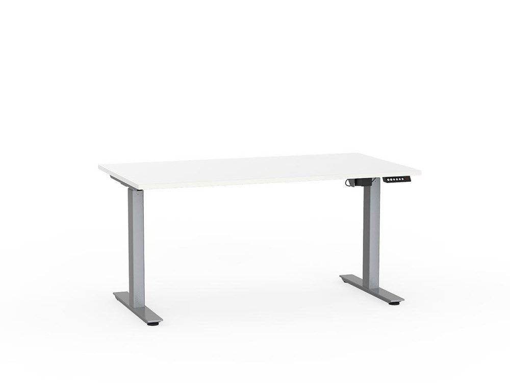 Agile 1500 x 800 Electric Standing Desk (2 Column)-Desking-White-Silver-Commercial Traders - Office Furniture